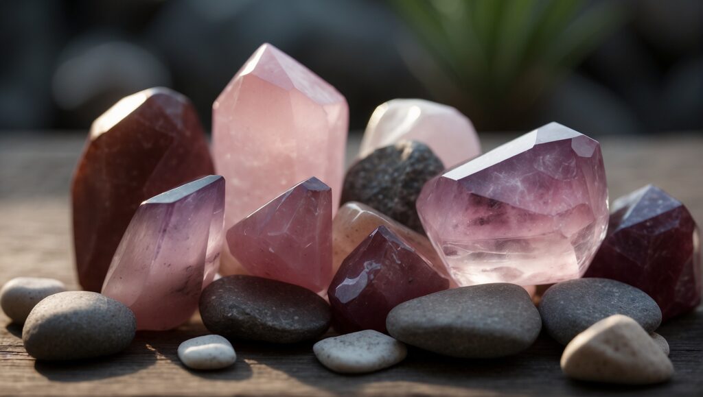 A pile of some of the most effective crystals and stones for healing emotions.