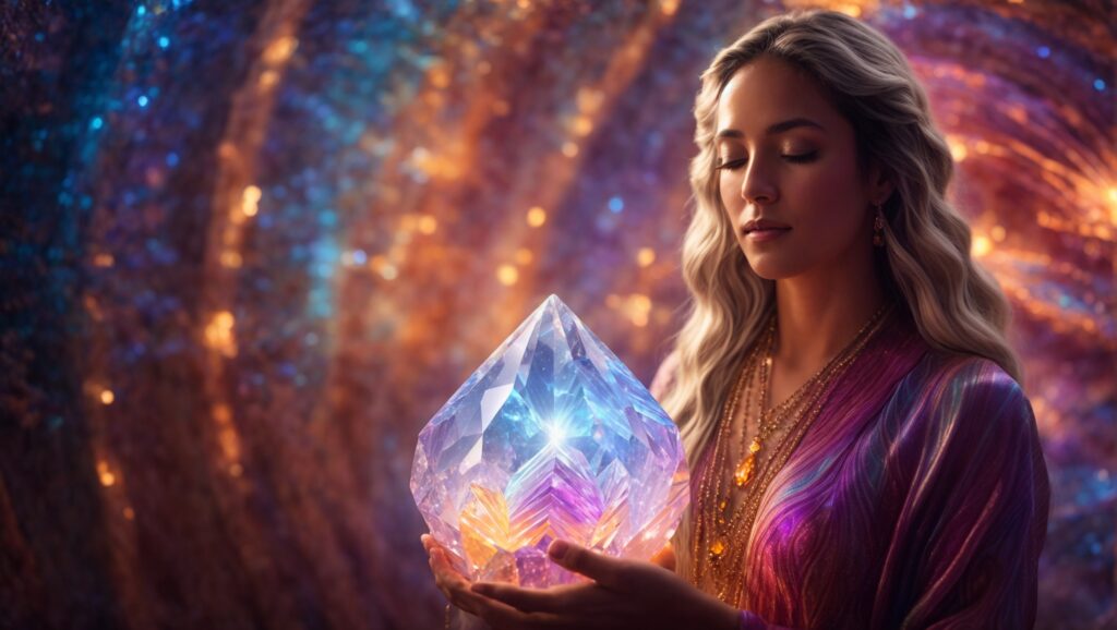 Channeler discovering and connecting to the aura quartz meaning.
