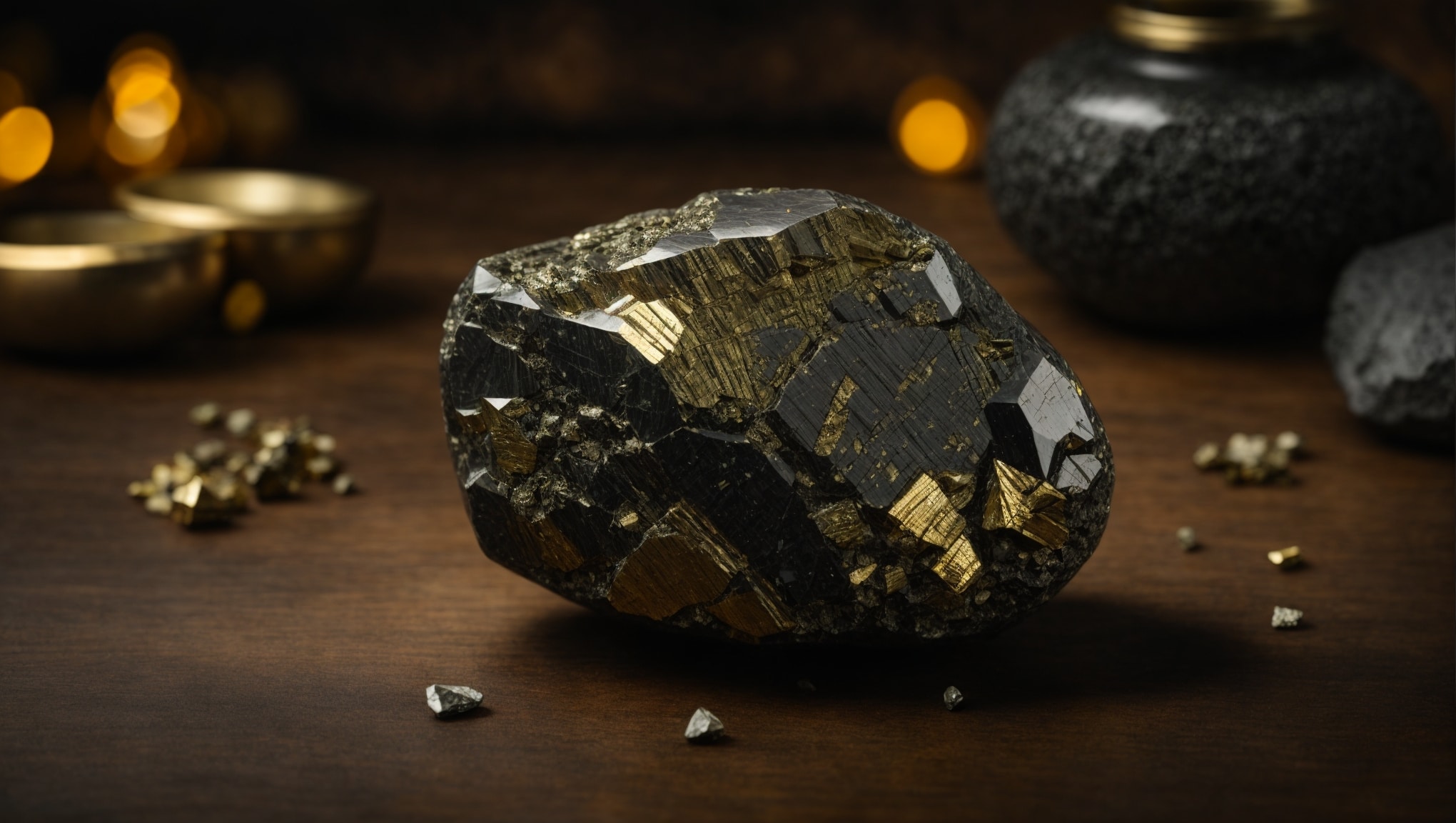 Raw specimen highlighting black pyrite properties in natural light.