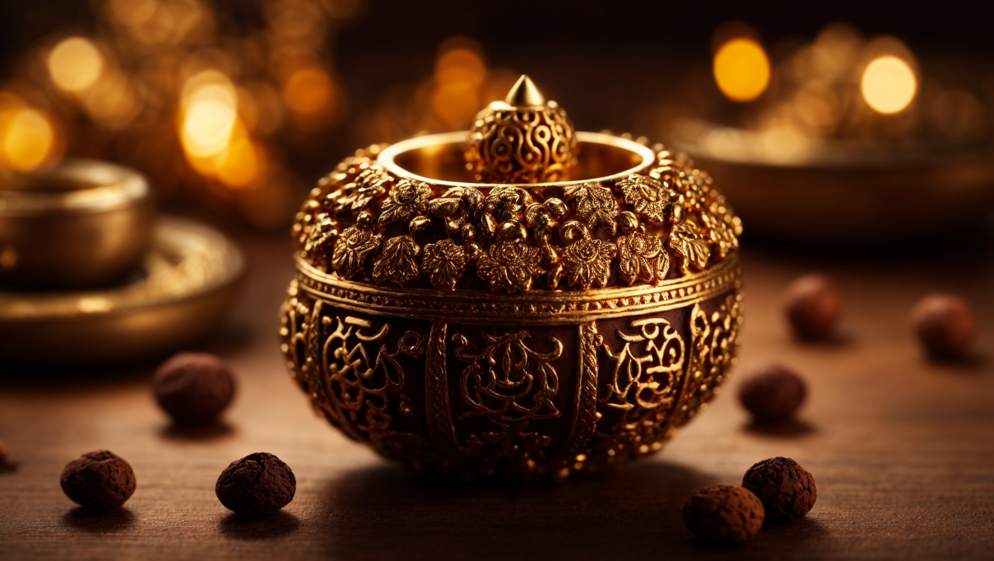 Sacred beads of Gold Rudraksha properties