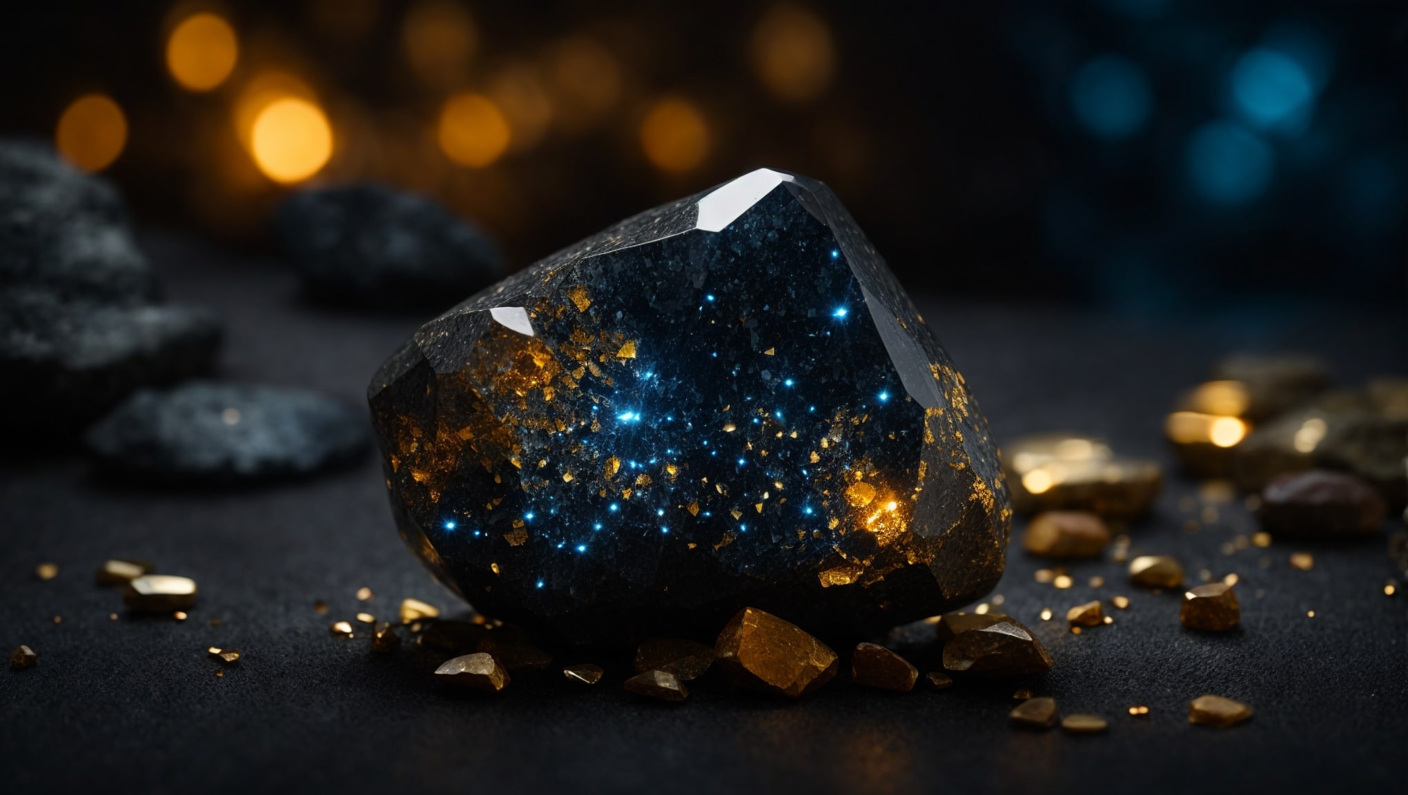 The dazzling Nuummite properties, also known as the Sorcerer's Stone.