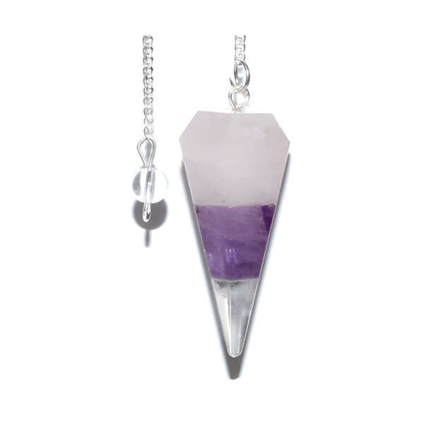 6-sided Amethyst & Rose Quartz pendulum