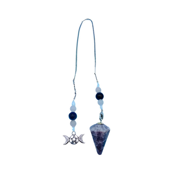 Lepidolite Triple Moon 6 sided pendulum